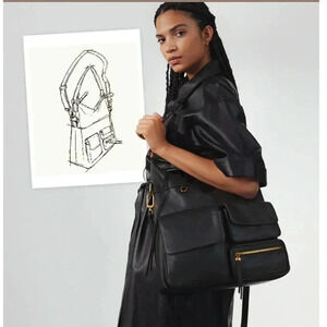 Vintage Hobo Explorer Distressed Leather Crossbody/Shoulder Bag